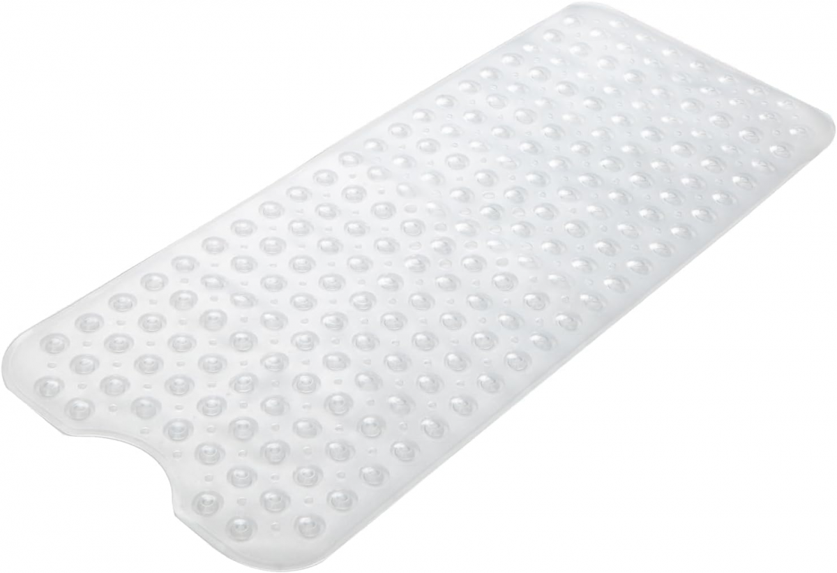 Mata antypoślizgowa do łazienki, bardzo długa, 100x40 cm, z otworem drenażowym z przyssawką, antypleśniowa, biała