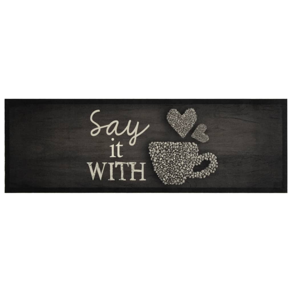 Alfombra de cocina | tapete para la cocina lavable terciopelo negro taza 60x180 cm cfw65249