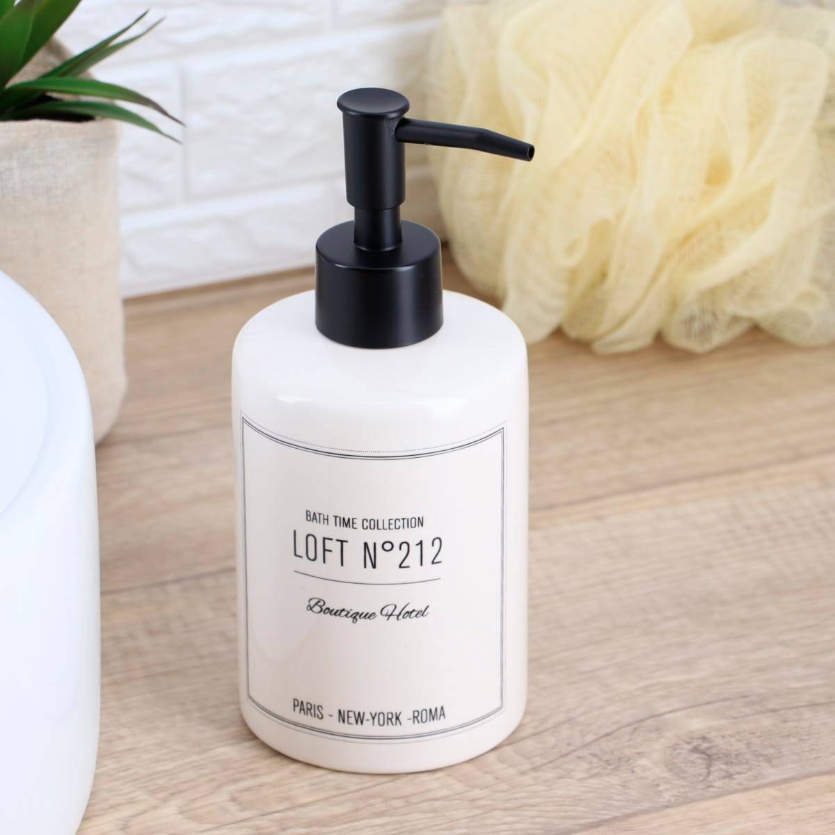 DISTRIBUTEUR A SAVON DOLOMITE ROND IMPRIME 320 ML - NEO RETRO BLANC - Tendance - 2