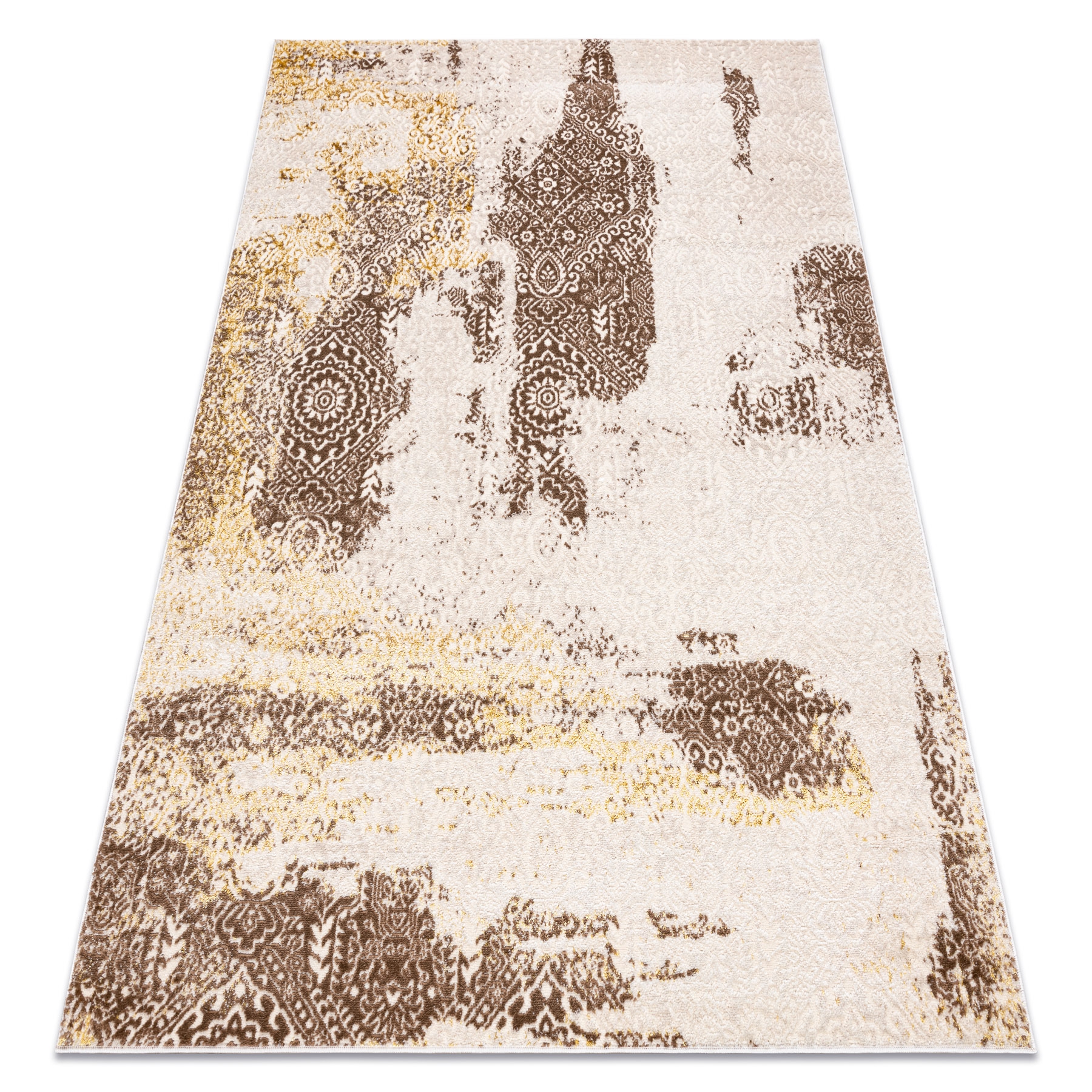 Alfombra mefe moderna 8731 rosetón vintage - structural dos niveles de vellón bege 160x220 cm