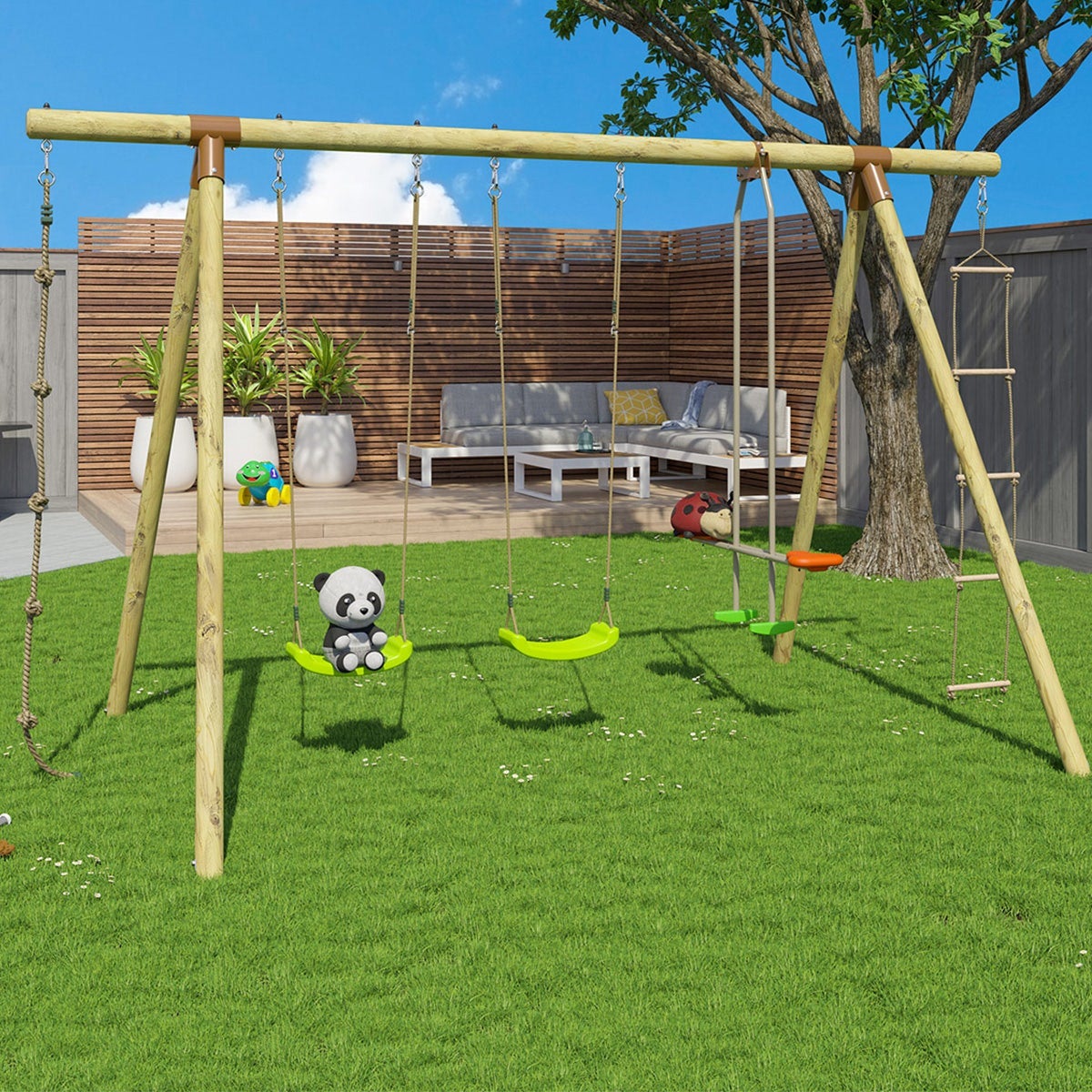 Portique bois 2,30 m Topwood NANI - 6 enfants - 2