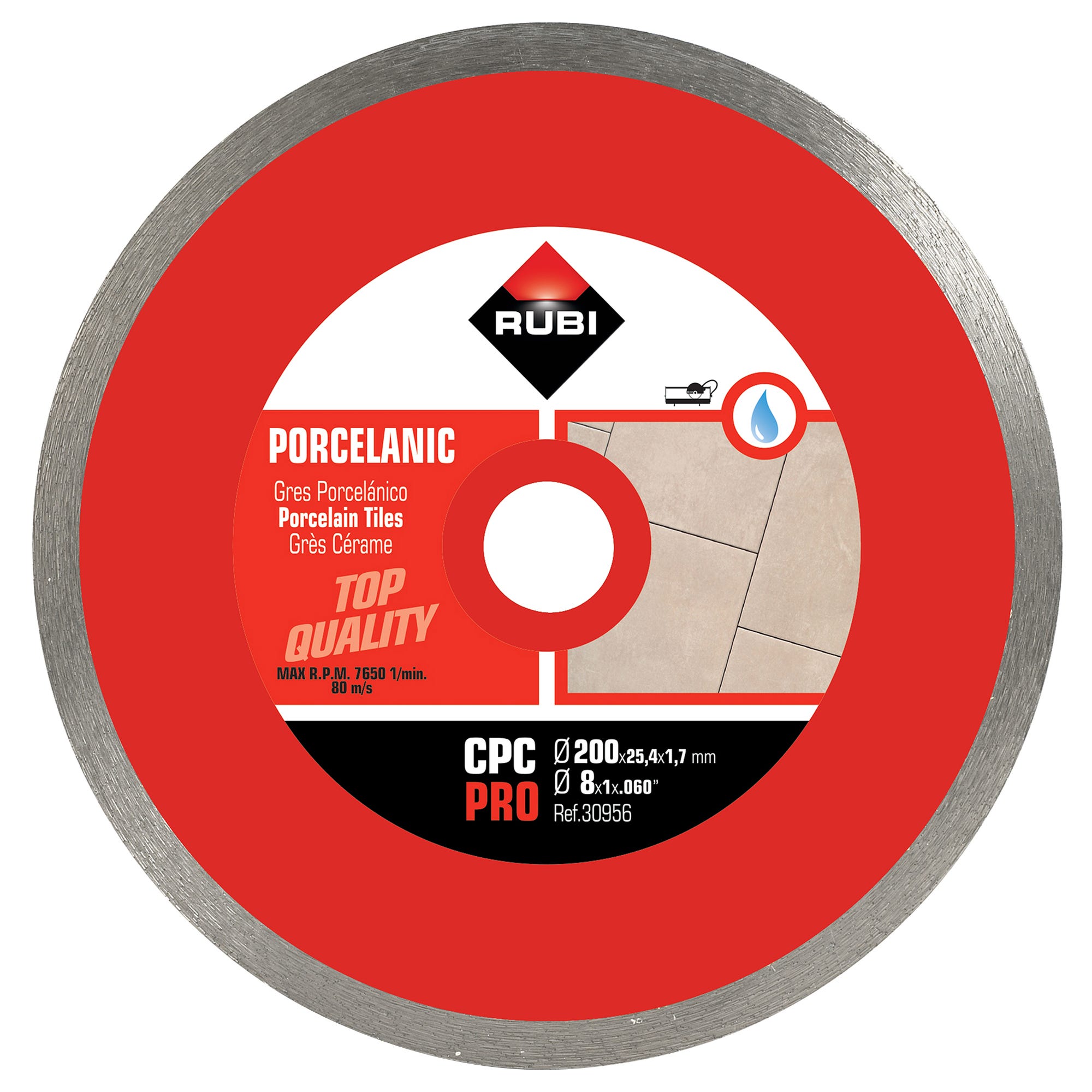 Disque Diamant grés porcelaine continu 2.2mm CPC RUBI - 200 mm - 2