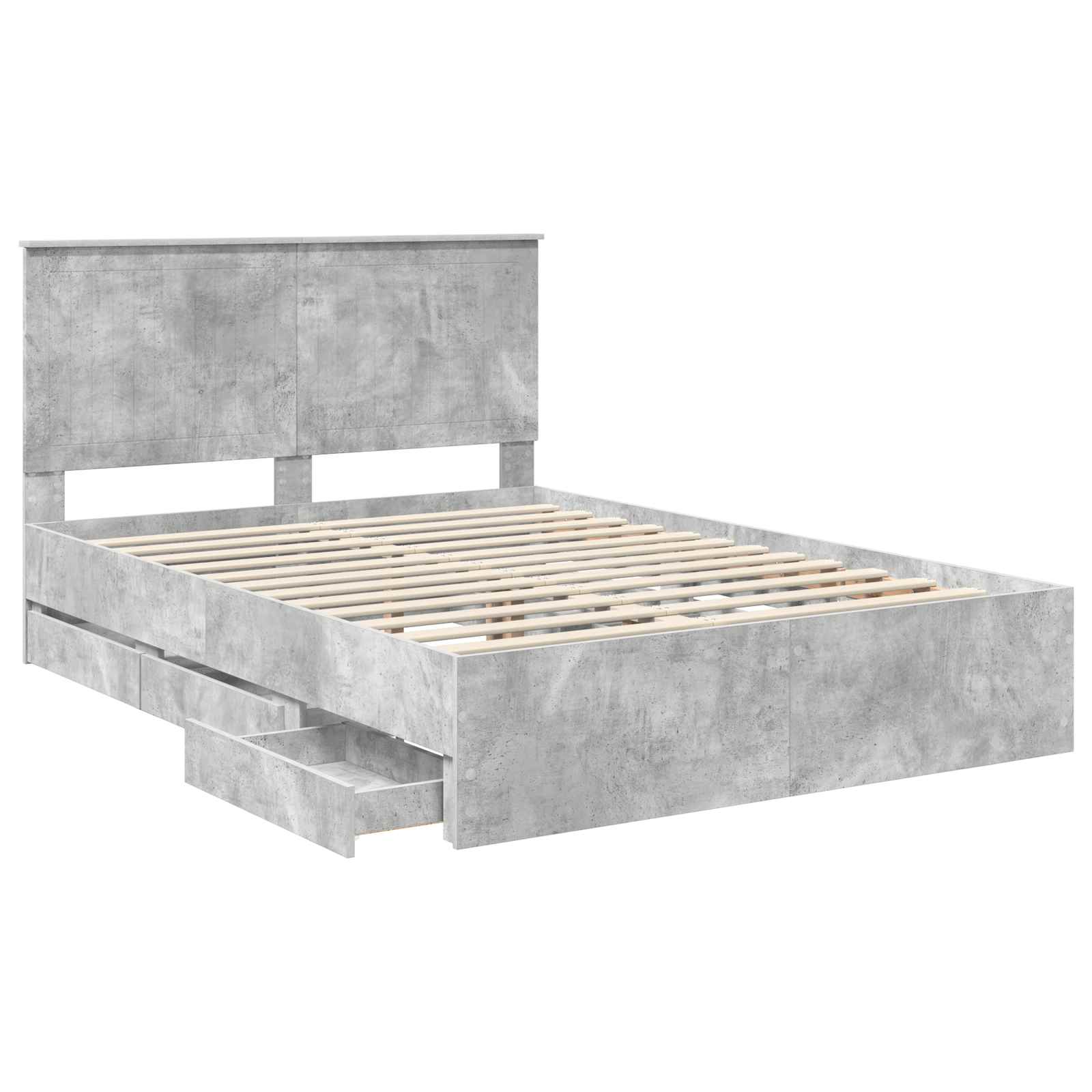Cadre de lit gris béton 135 x 190 cm en panneau de bois - 5