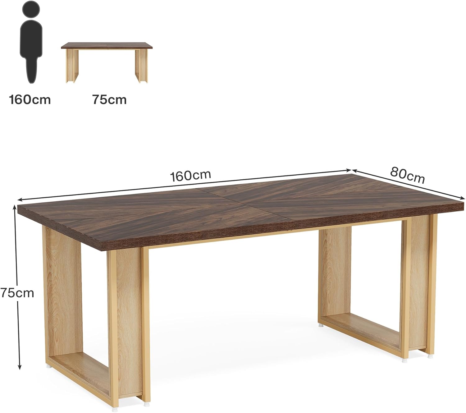 Scrivania Computer Tribesigns 180x79x75 Cm - Legno Massello, Stile Vintage, Per Ufficio E Studio - Foto 5