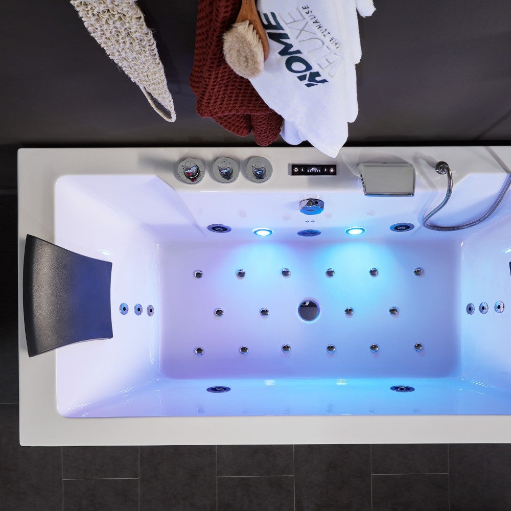 HOME DELUXE - Baignoire balnéo - LAGUNA M PURE - Blanc, dimensions : 180 x 90 x 55 cm - radio, chauffage et luminothérapie inclus I Baignoire balnéo - 7