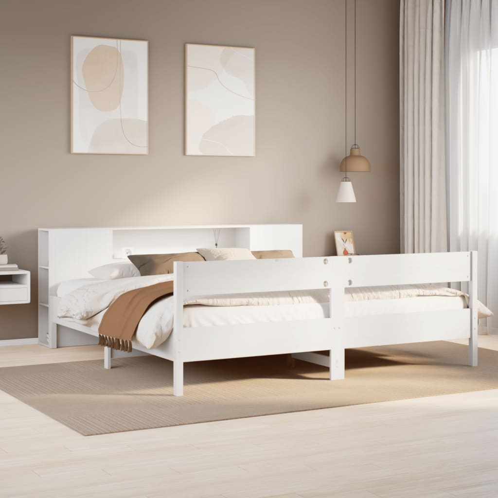 Łóżko Drewniane Białe Rama Łóżka Ze Stelażem Drewniana Łóżko Do Sypialni Pokoju 200x200 cm