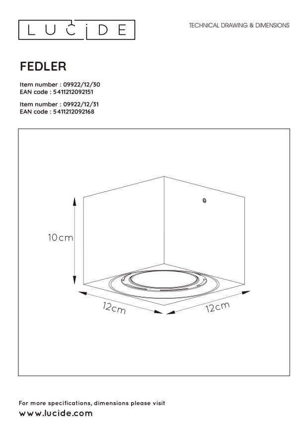 FEDLER-Spot/Plafonnier L12cm - - 7