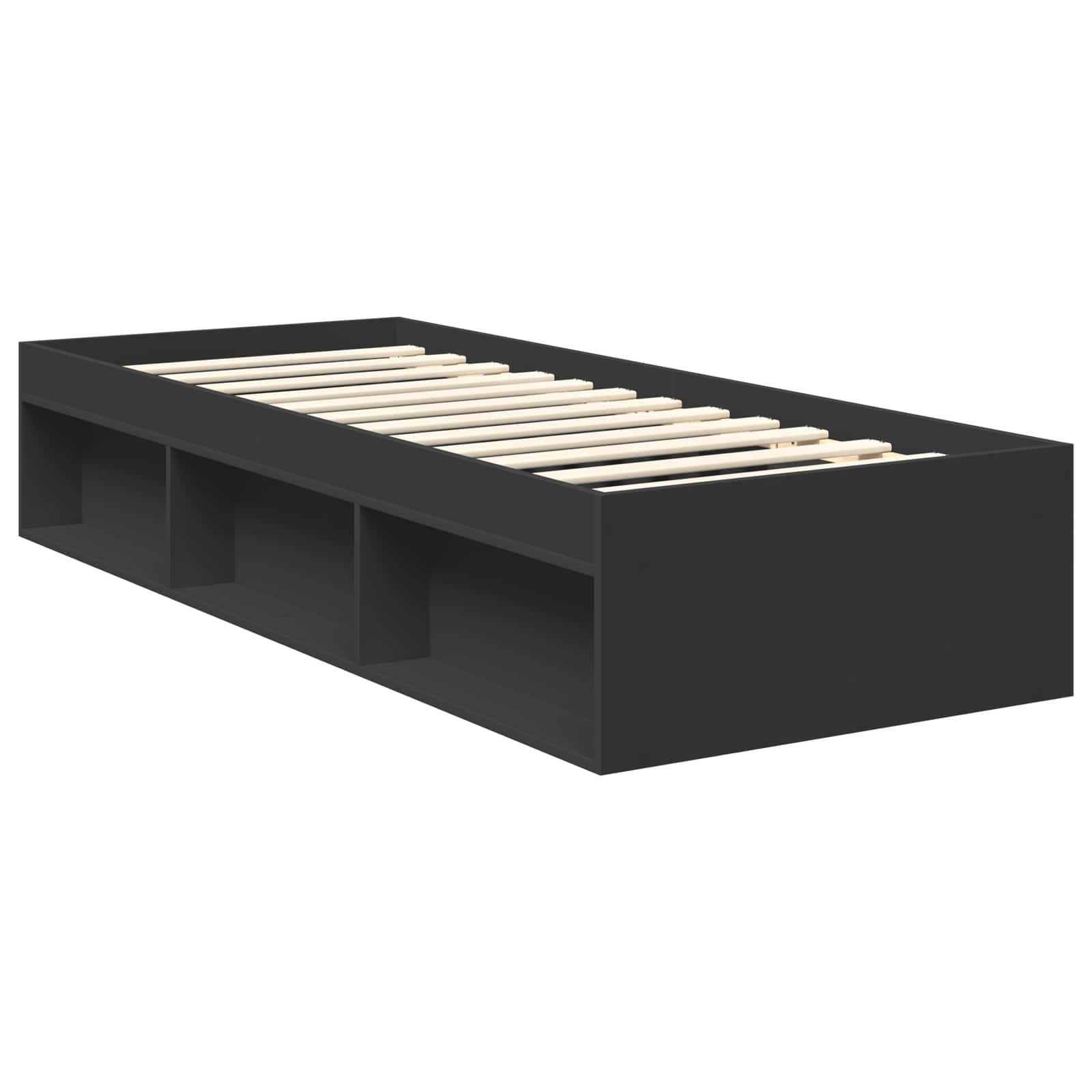 Cadre de lit noir 75 x 190 cm en bois de pin massif - 5