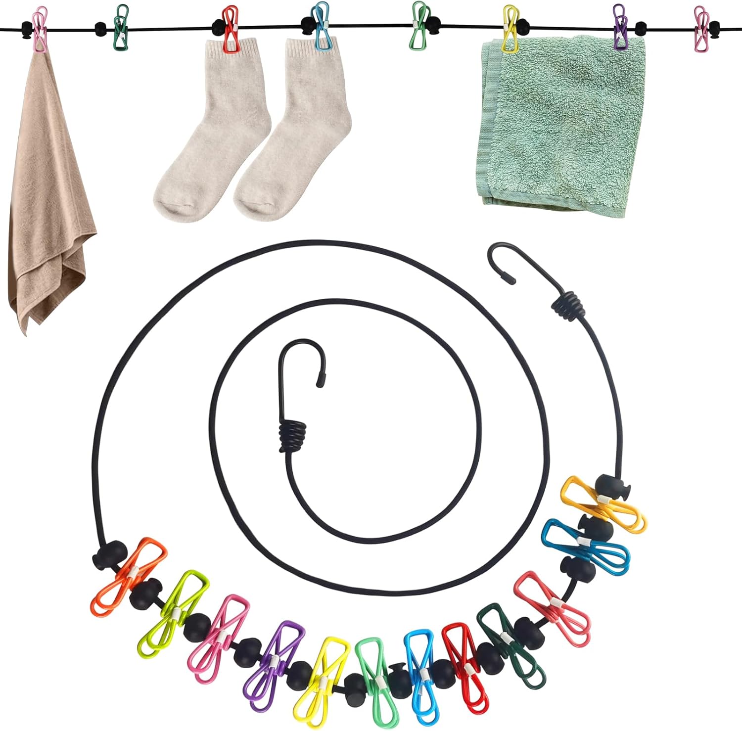 Retractable Clothes Line,Portable Travel Clothes Line with 12 Clips and ...