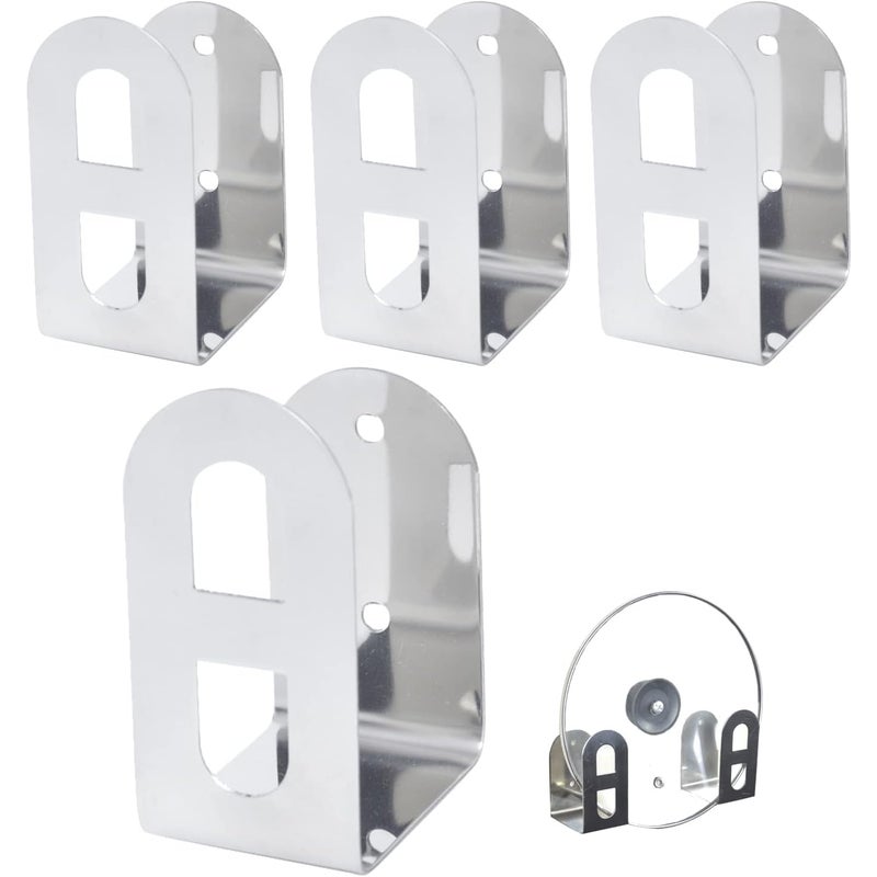 Uchwyt na pokrywki do garnków w kolorze srebrnym, montowany na ścianie, zestaw 4 uchwytów ze stali nierdzewnej z wiskozą, montaż bez wiercenia, dwufu