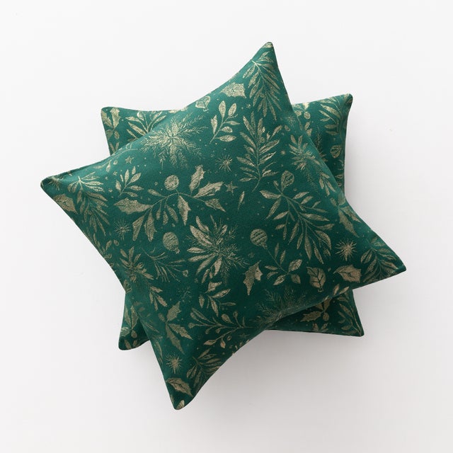 Pack de 2 capas de almofada de natal em jacquard de algodão vert 45x45 cm - Flenor