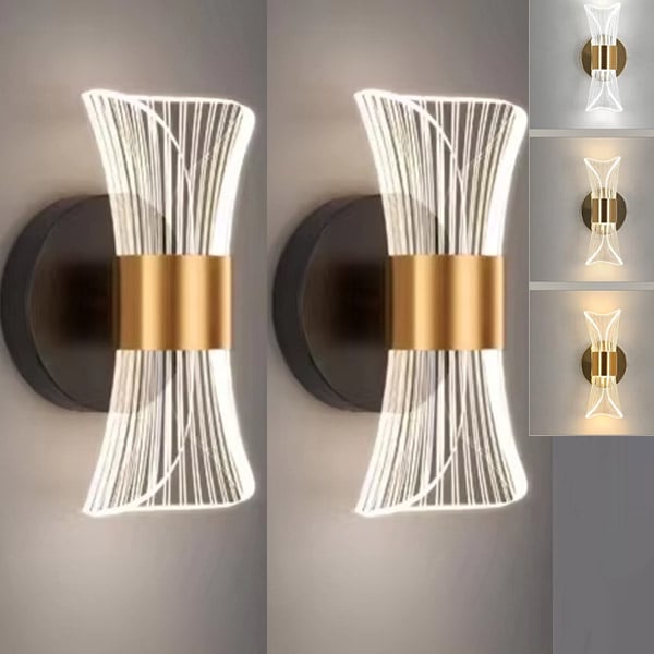 2 x nowoczesna i ściemnialna lampa ścienna LED - 10 W, 3 poziomy światła (3000 K/4000 K/6000 K) - idealna do salonu, sypialni, przedpokoju (23 cm)
