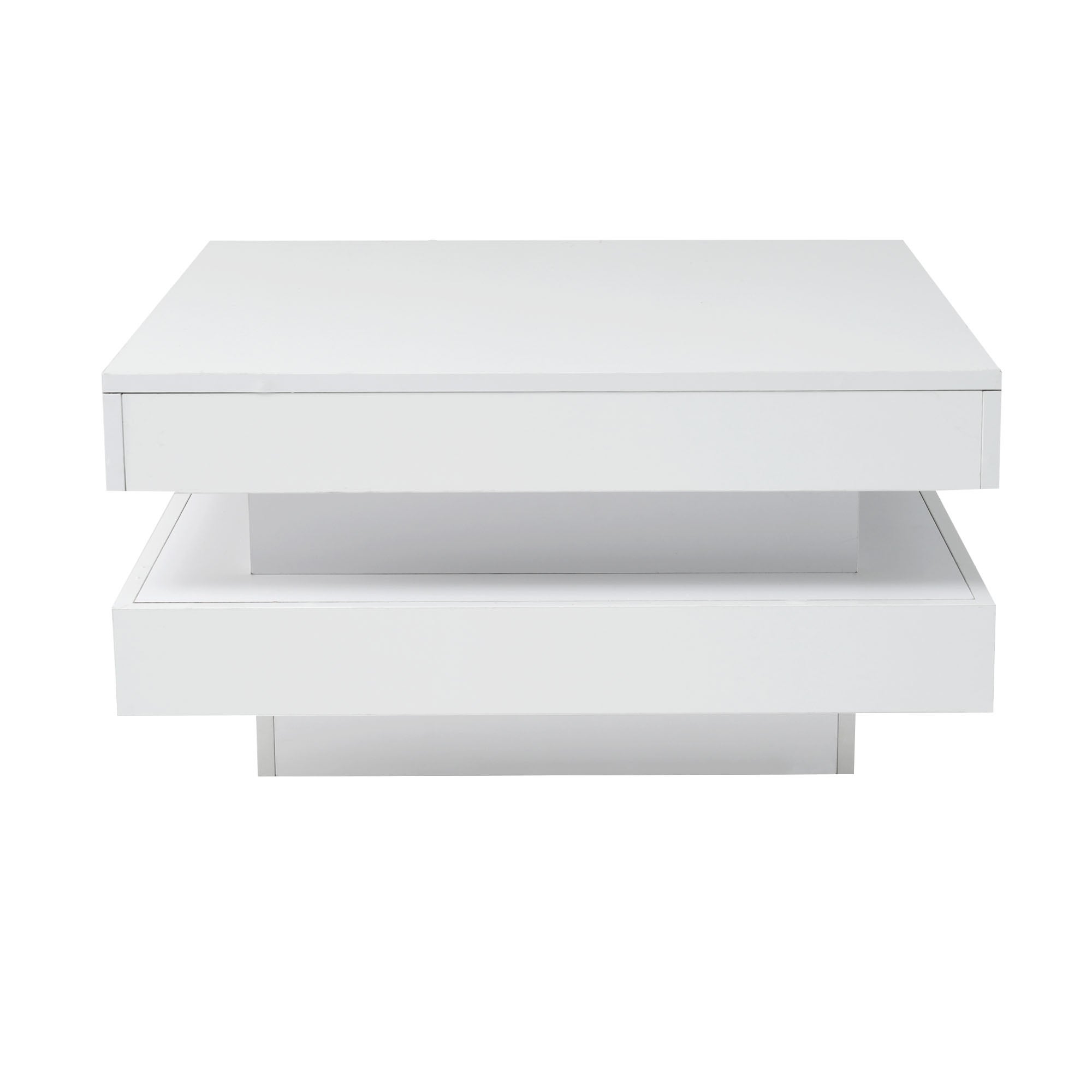 Stolik kawowy kwadratowy 70 x 70 x 36 cm z diodami LED - Płyta wiórowa - Nowoczesny i technologiczny styl - Biały - 4