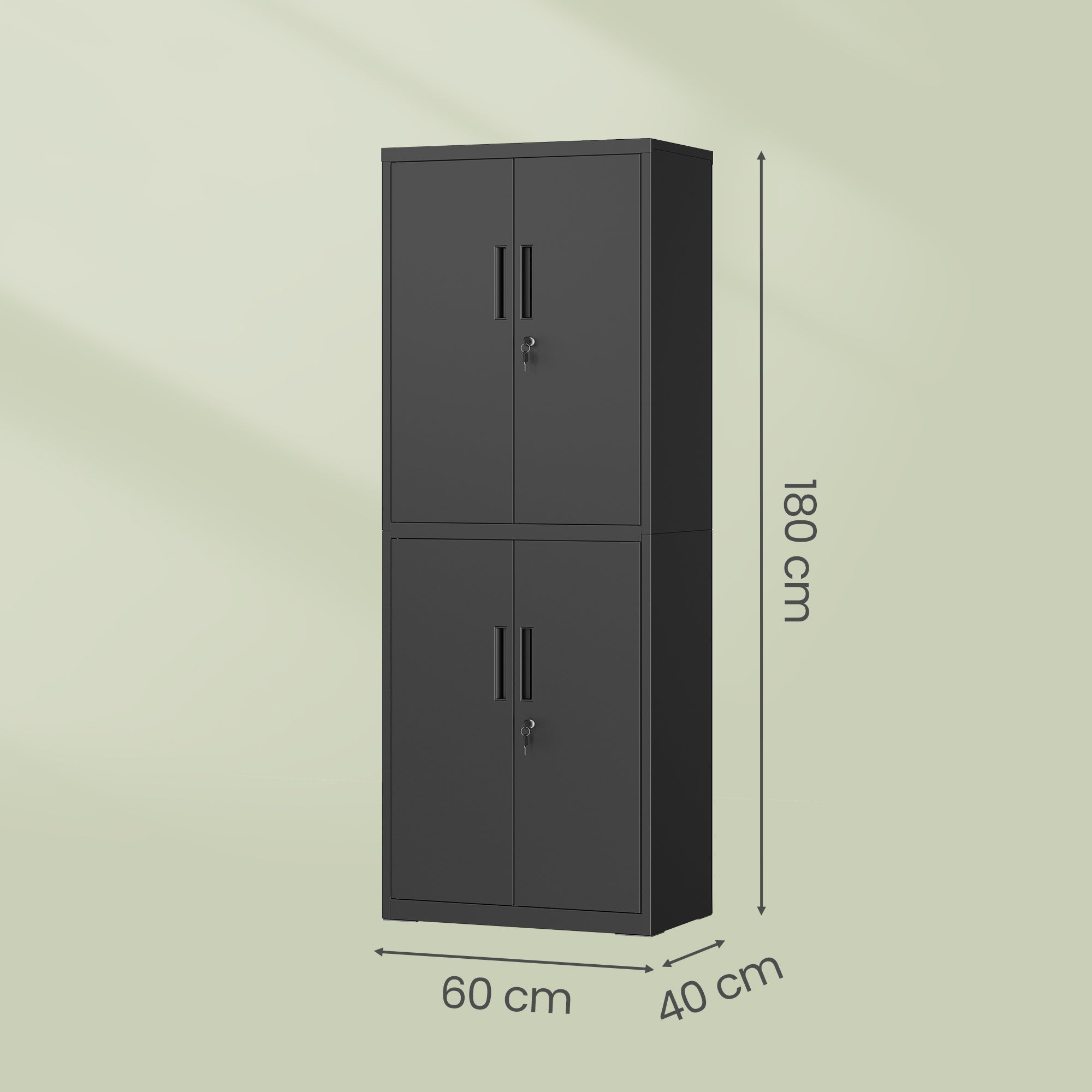 Armoire pour Bureau, Atelier, Garage, avec 5 Étagères et 4 Portes, Étagères Réglables, en Métal, Noir - 4