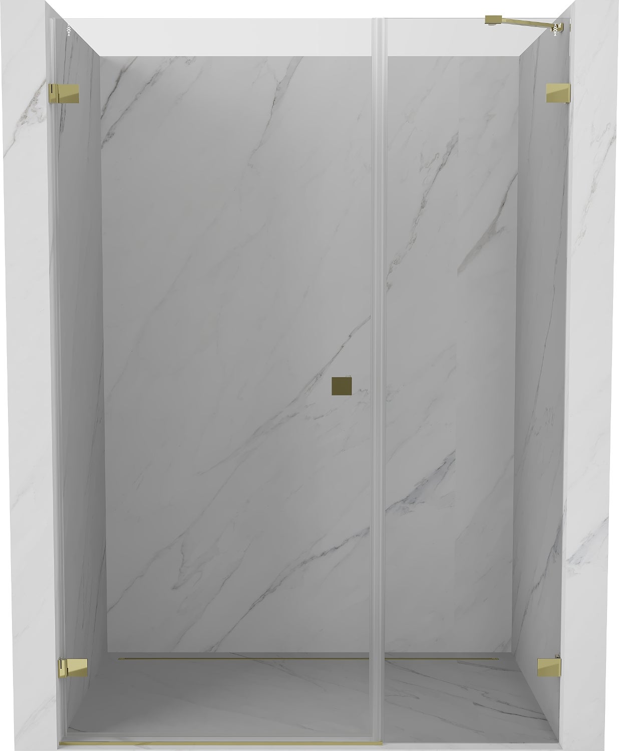 Mexen Lunar-B drzwi prysznicowe uchylne lewe 135 cm, transparent, złote - 832S-135-050-50-00-L