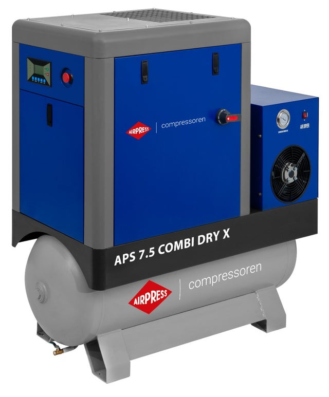 COMPRESOR DE TORNILLO AIRPRESS APS 7,5 COMBI DRY X 10 BAR 7,5 CV / 5,5 KW 690 L/MIN 200 L