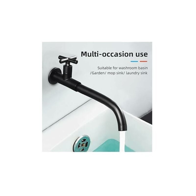Czarny ścienny kran umywalkowy, mosiężny kran ogrodowy do kuchni/zlewu, łazienki