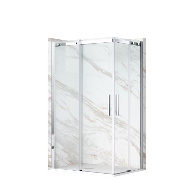 BALNEO Kabina prysznicowa rozsuwana Rio - transparentna chrom 80 x 100 cm szkło hartowane 6 mm Aluminium Hydrofobowa powłoka Easy Clean