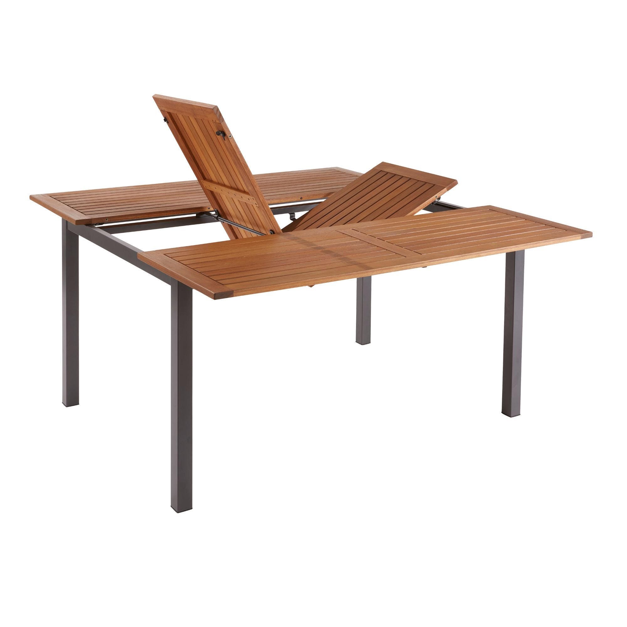 NATERIAL - Stół ogrodowy ORIS - 4 do 8 osób - Stół rozkładany - 102/147 x 147 x 75 cm - Aluminium - Eukaliptus FSC - Stół zewnętrzny - 4