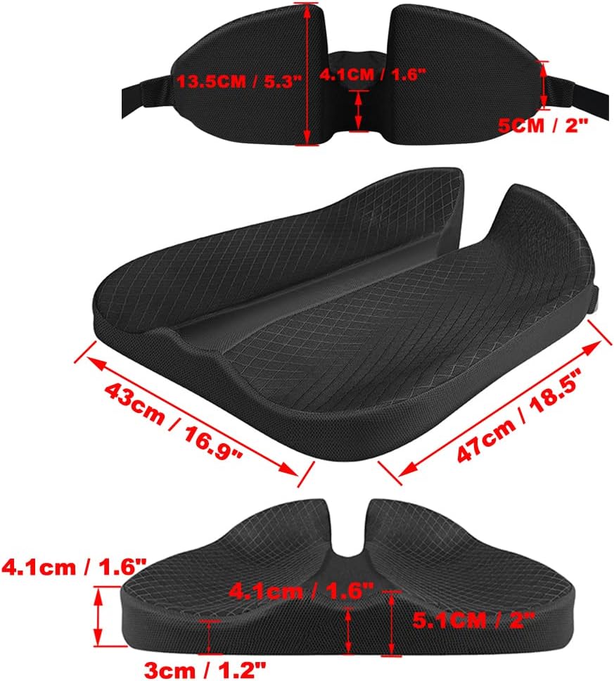 Mousse à Mémoire De Forme Coussin Siege Voiture Rehausseur Auto Coussin De Siège De Voiture Conducteur Passager Respirante Pour D'assise Maille C - 3