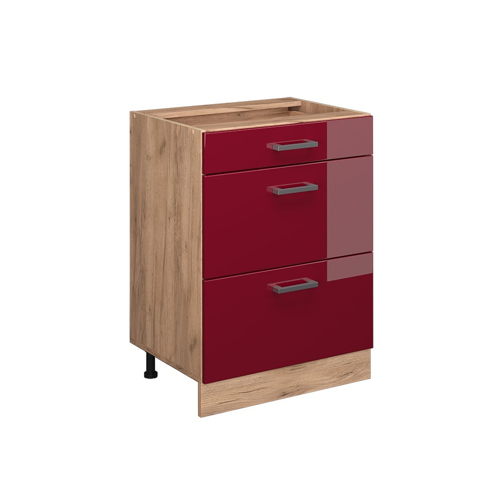 Vicco Mobiletto Base Cucina R-Line Rosso Lucido 60 Cm – Senza Piano