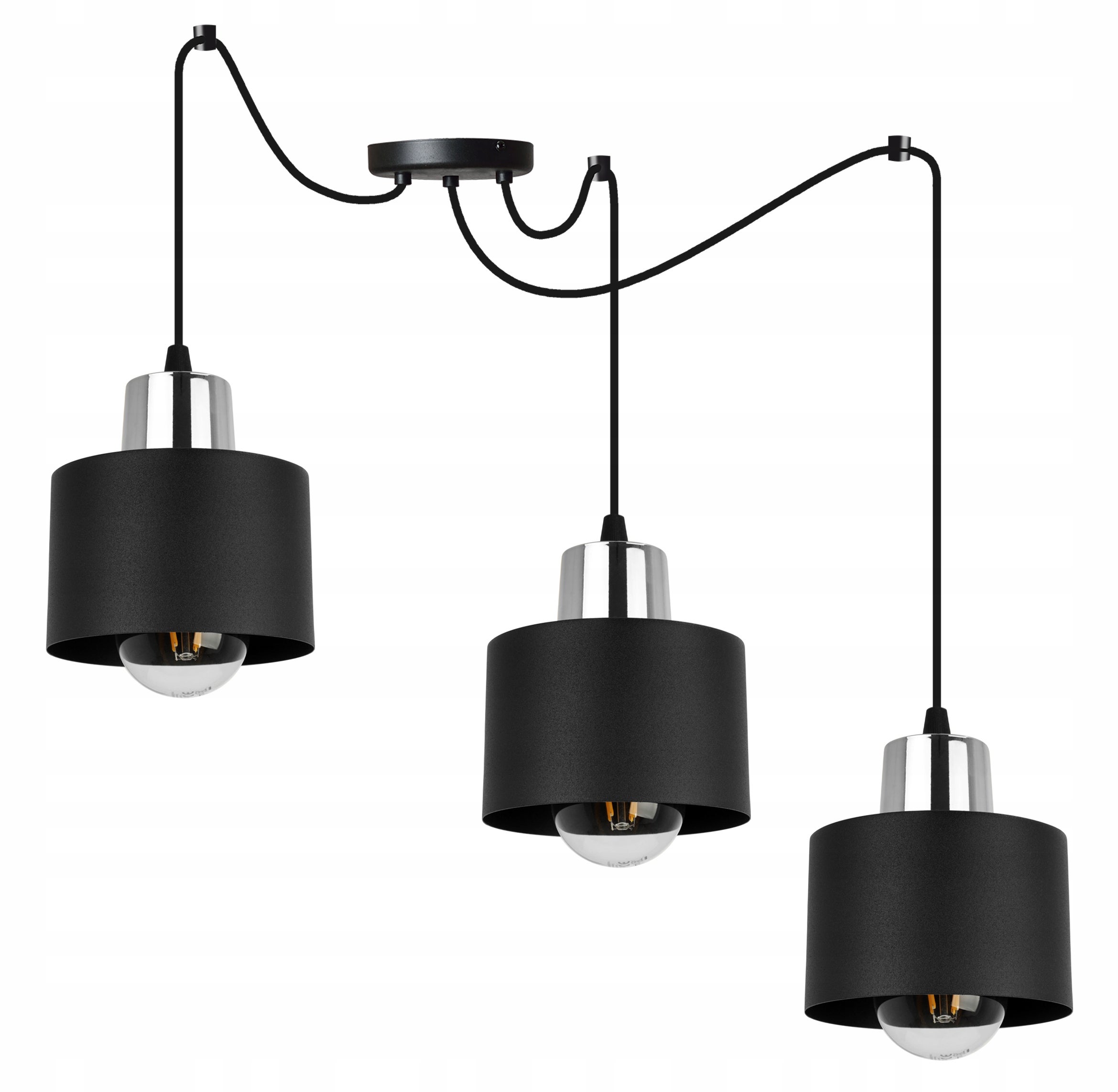 Lampa sufitowa wisząca Spider Panta modern 3xE27 abażur walec czarny Light Home LH