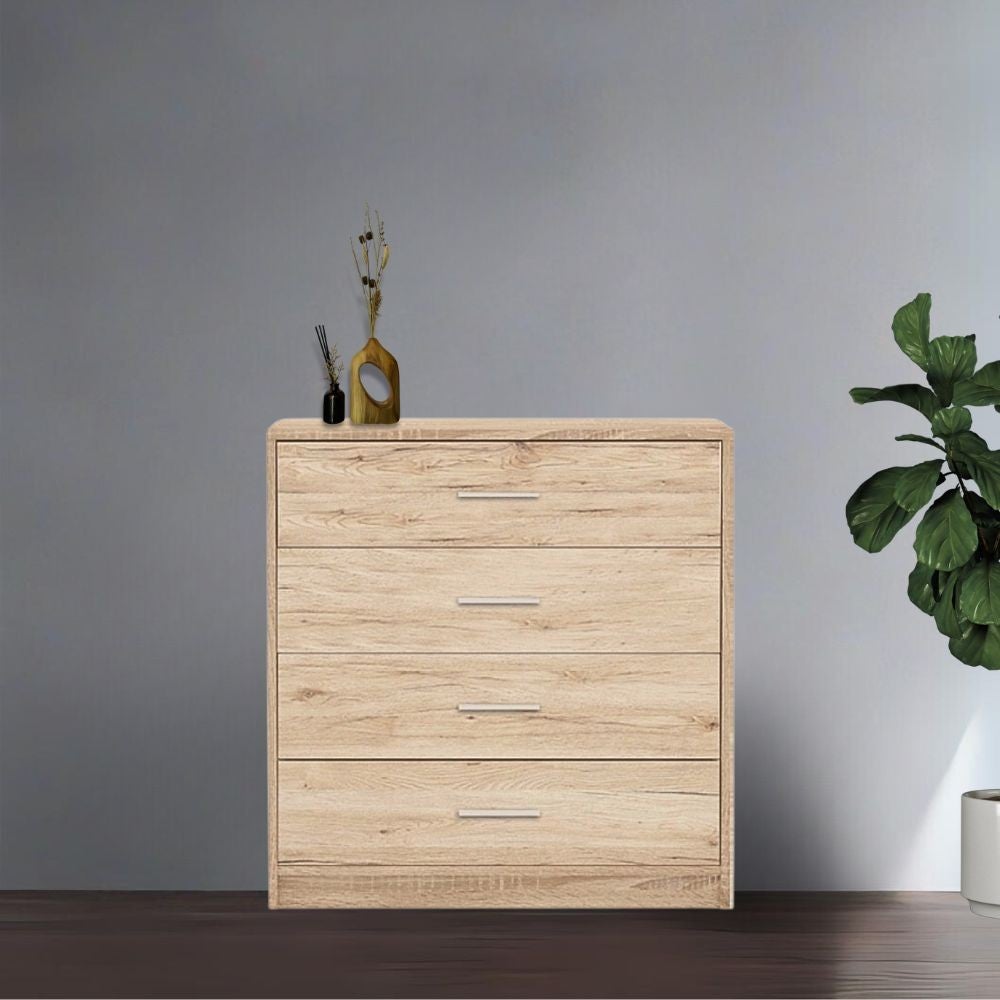 Cassettiera In Legno Beige 4 Cassetti – Dimensioni 39x30x37,5 Cm, Ideale Per Organizzare Piccoli Oggetti