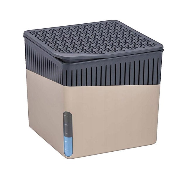 WENKO Déshumidificateur d'intérieur Cube Beige 500 g, prévient la formation de moisissures et les mauvaises odeurs