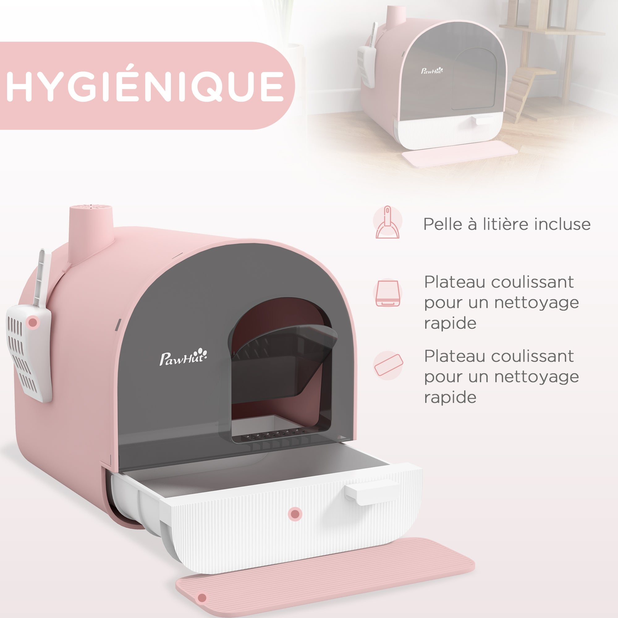 Bac à litière pour chat PP PawHut - 4