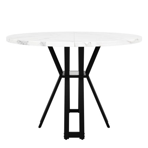 Mesa de comedor redonda (100 x 100 x 76 cm),una mesa redonda ligera y lujosa para 4 a 6 personas,adecuada para comedores y salas de estar,patas negras