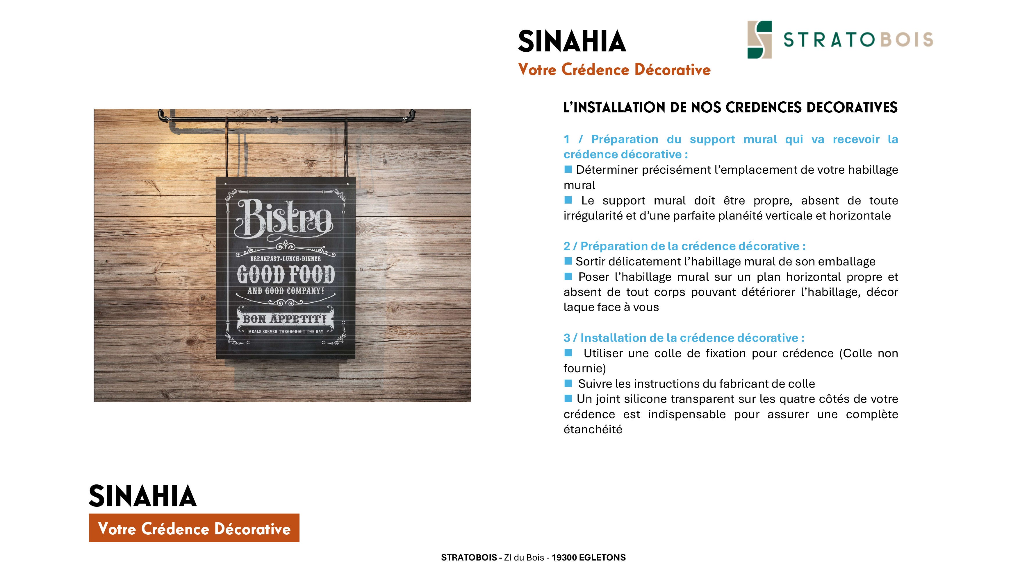 Crédence décorative SINAHIA style bistro 900mmx700mm Ep 6mm verre securit - 7