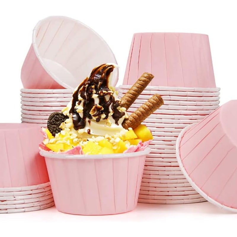 Zestaw 50 papierowych foremek do muffinek, papilotek, mini jednorazowych foremek do muffinek na wesela, urodziny, święta Bożego Narodzenia (jasnoróżow