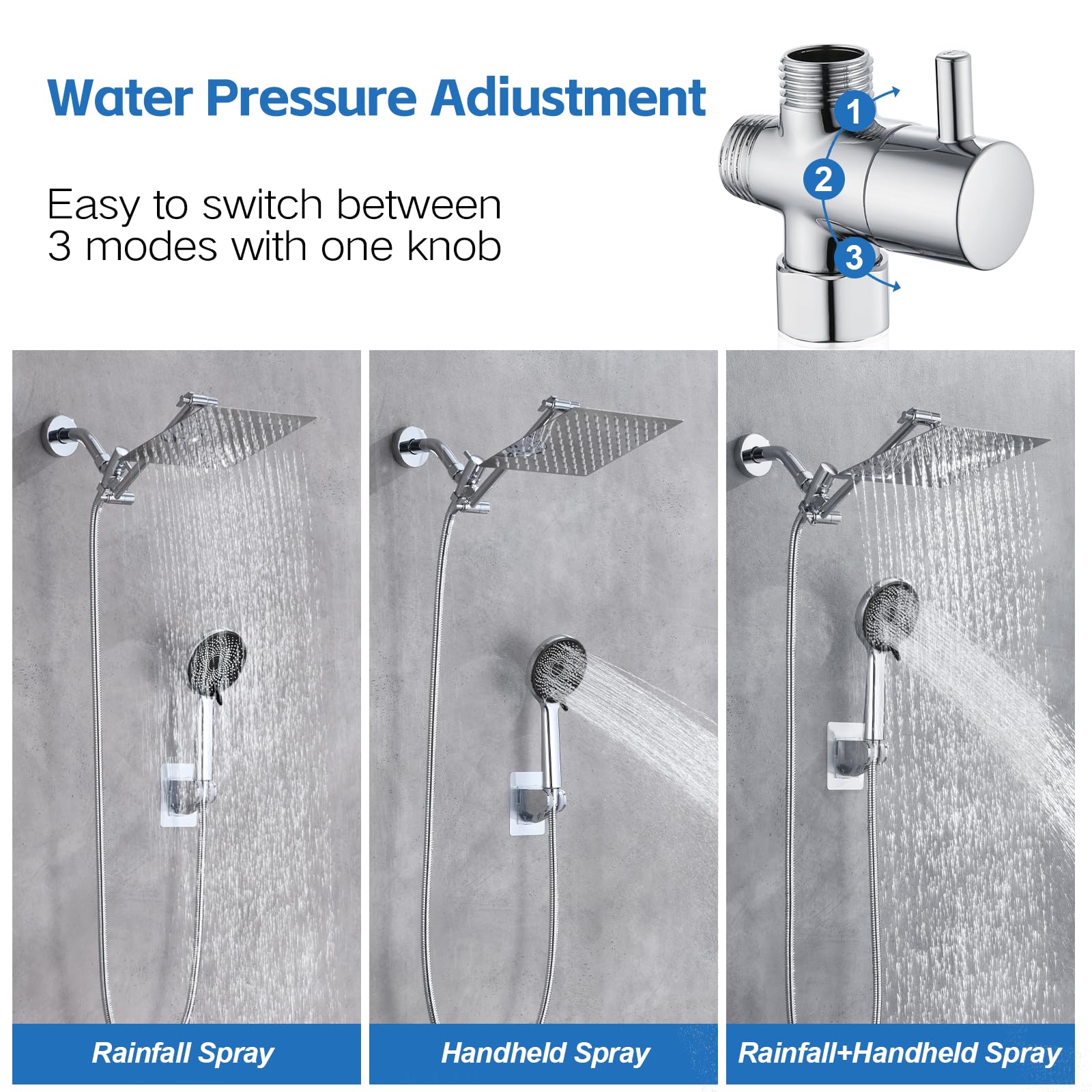 VEHHE Pommeau Douche + 1.5 M Tuyau de Douche Flexible, Douchette Douche Salle de Bain avec 5 VEHHE Pommeau Douche + 1.5 M Tuyau de Douche Flexible, Douchette Douche Salle de Bain avec 5
