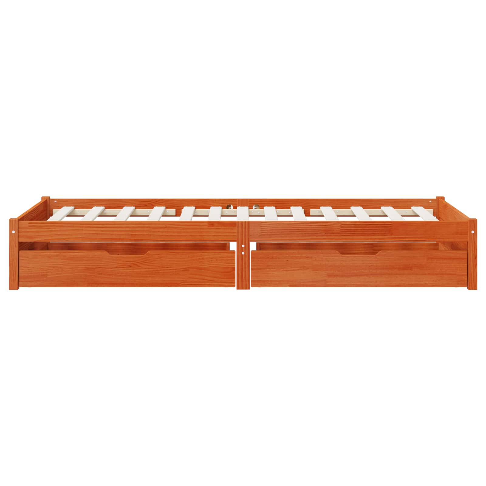 Cadre de lit avec roues, 2 pièces, cire marron, en bois de pin massif, pour la chambre - 8