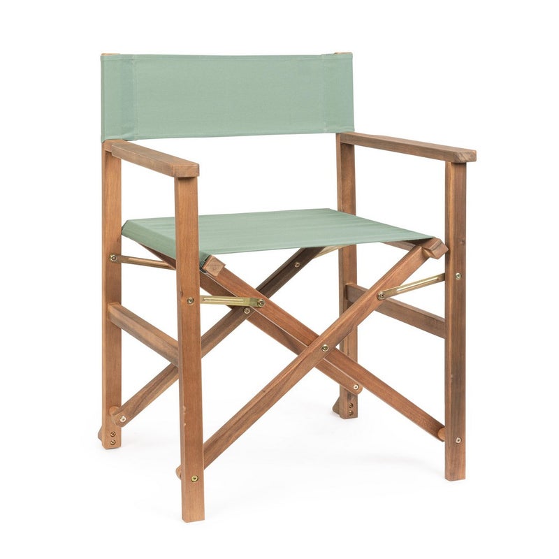 Zestaw 6 krzeseł reżyserskich do użytku na zewnątrz z drewna akacjowego i poliestru w kolorze szałwiowej zieleni