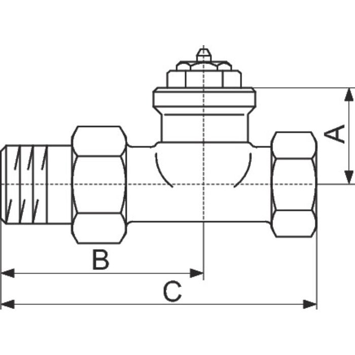Corps thermostatique droit - F 1' - AV9 - Oventrop - 2