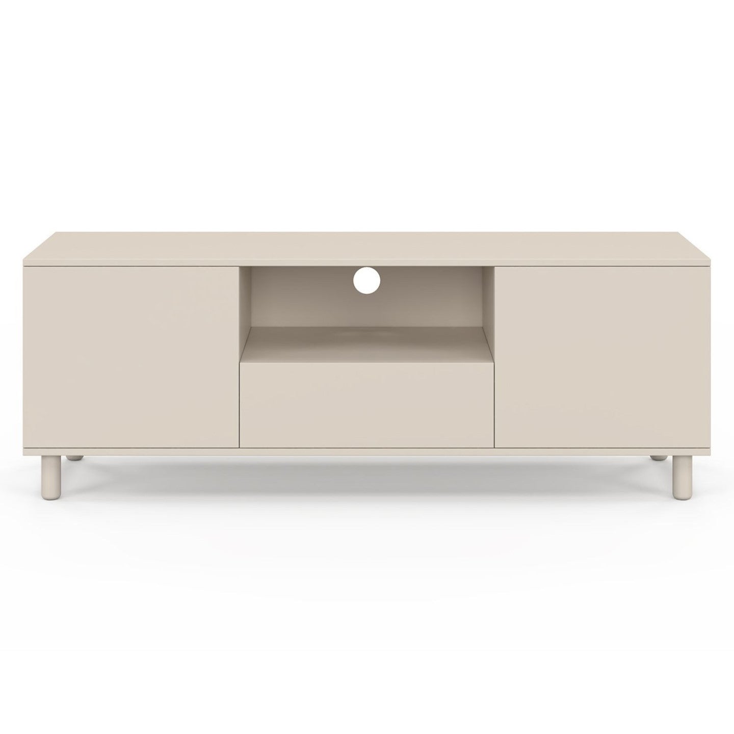 Meuble TV 140 cm BERTILLE 2 portes avec tiroir bois beige - 3