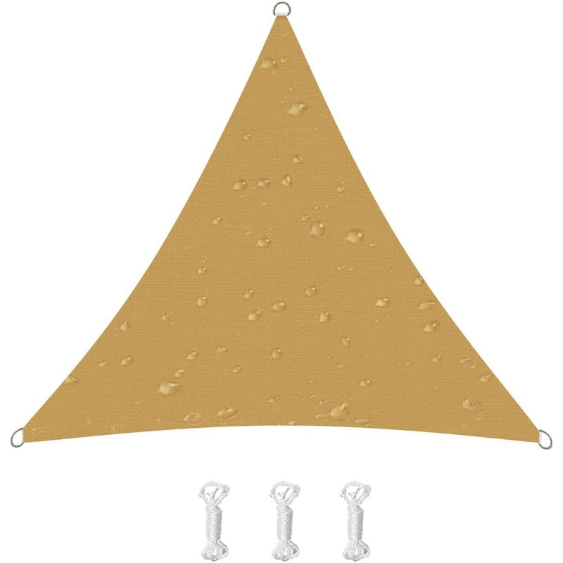 Żagiel przeciwsłoneczny, ochrona UV 95%, na taras, balkon, do ogrodu, na imprezy, wydarzenia plenerowe (4 x 4 x 4 m, piaskowo-żółty)