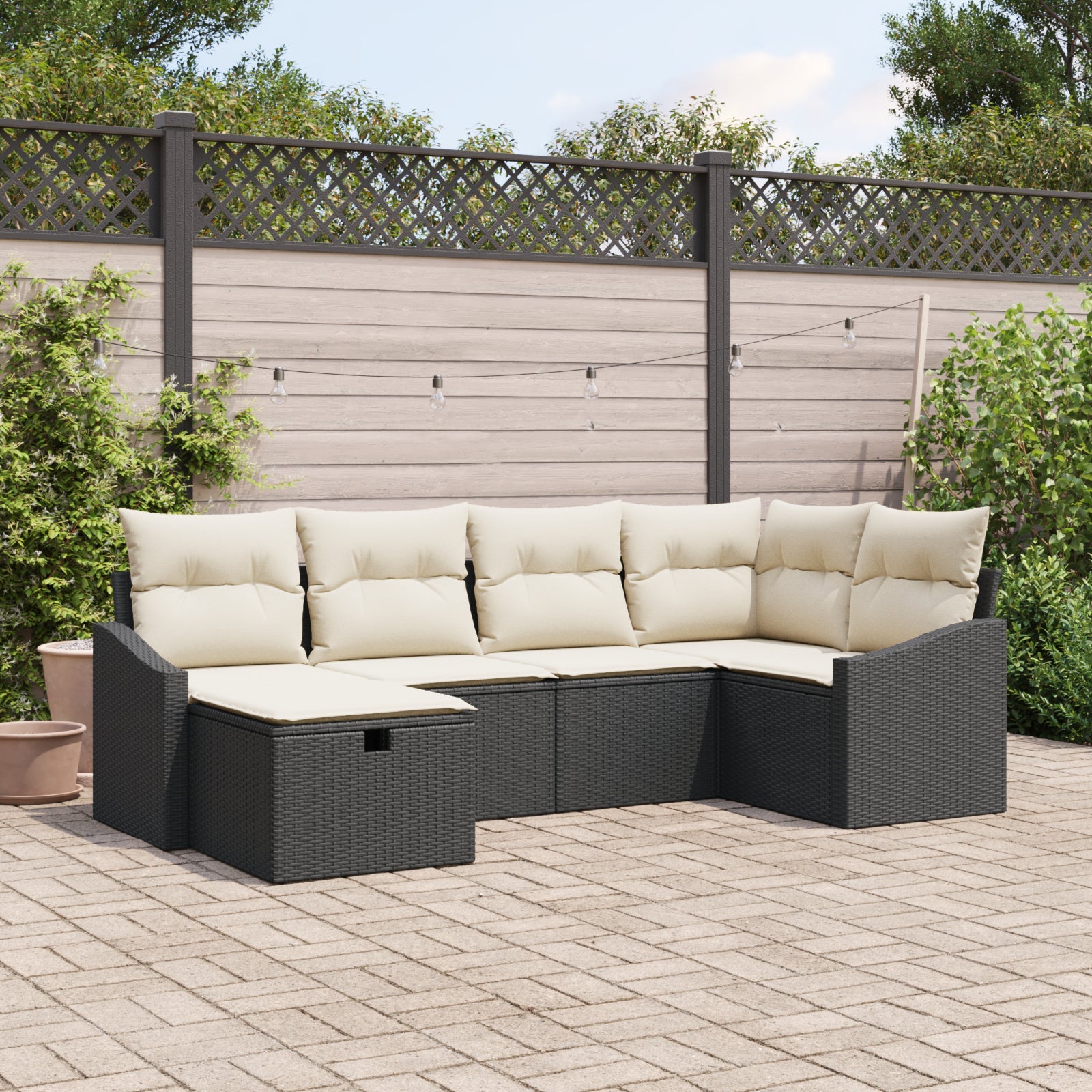 Zestaw Sof na Ogród 6 pcs Czarny 55 x 62 x 69 cm Polirattan vidaXL