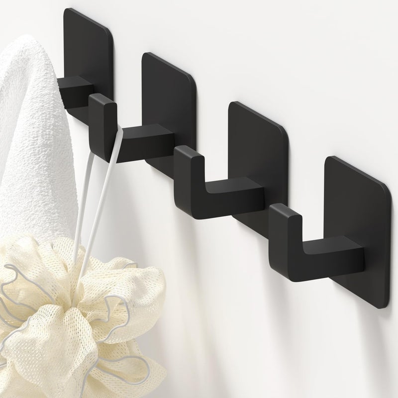 Zestaw 4 samoprzylepnych haczyków na ręczniki – haczyki do łazienki i kuchni – haczyki samoprzylepne, nie wymagające dziurkowania