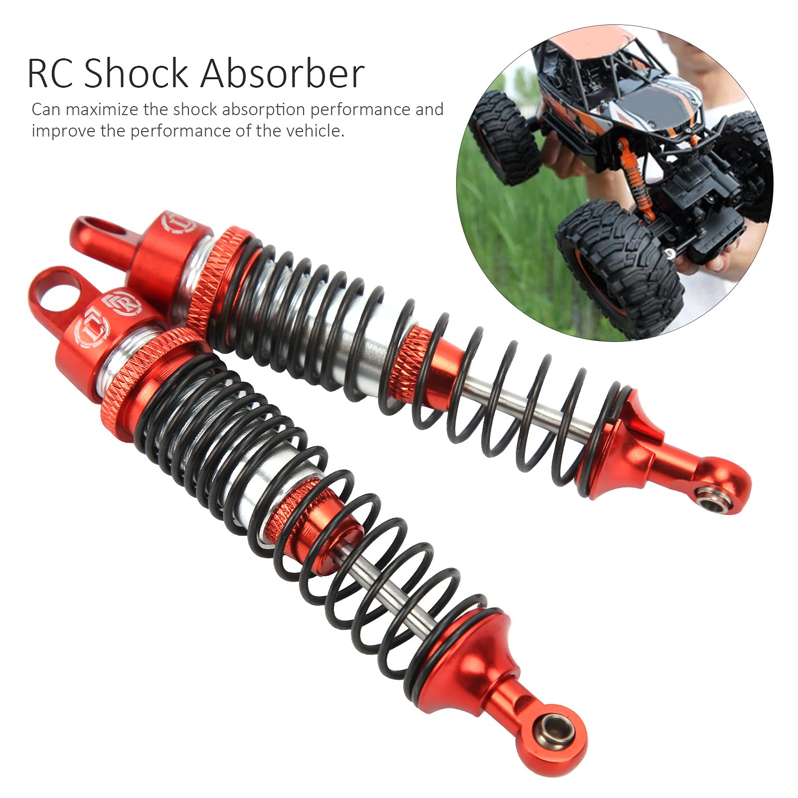 pezzi 100mm RC Metal Shock Absorber Damper Set per HSP / RGT / Himoto / Redcat 1/10 RC Car (rosso) - 5