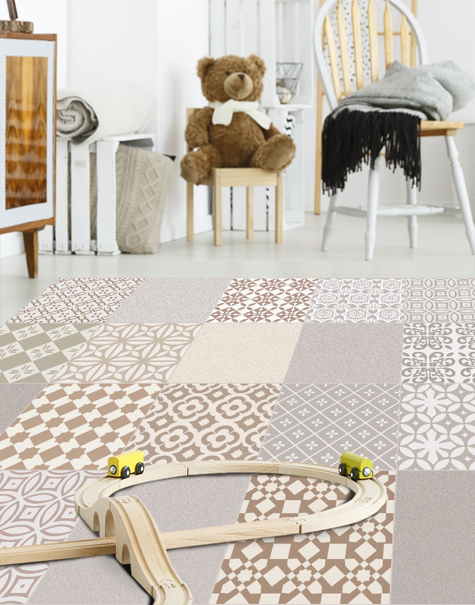 Tapete de vinil Rossana sand 66x150 cm - PVC antiderrapante, vinílico para cozinha ou sala, lavável, estilo hidráulico - 4