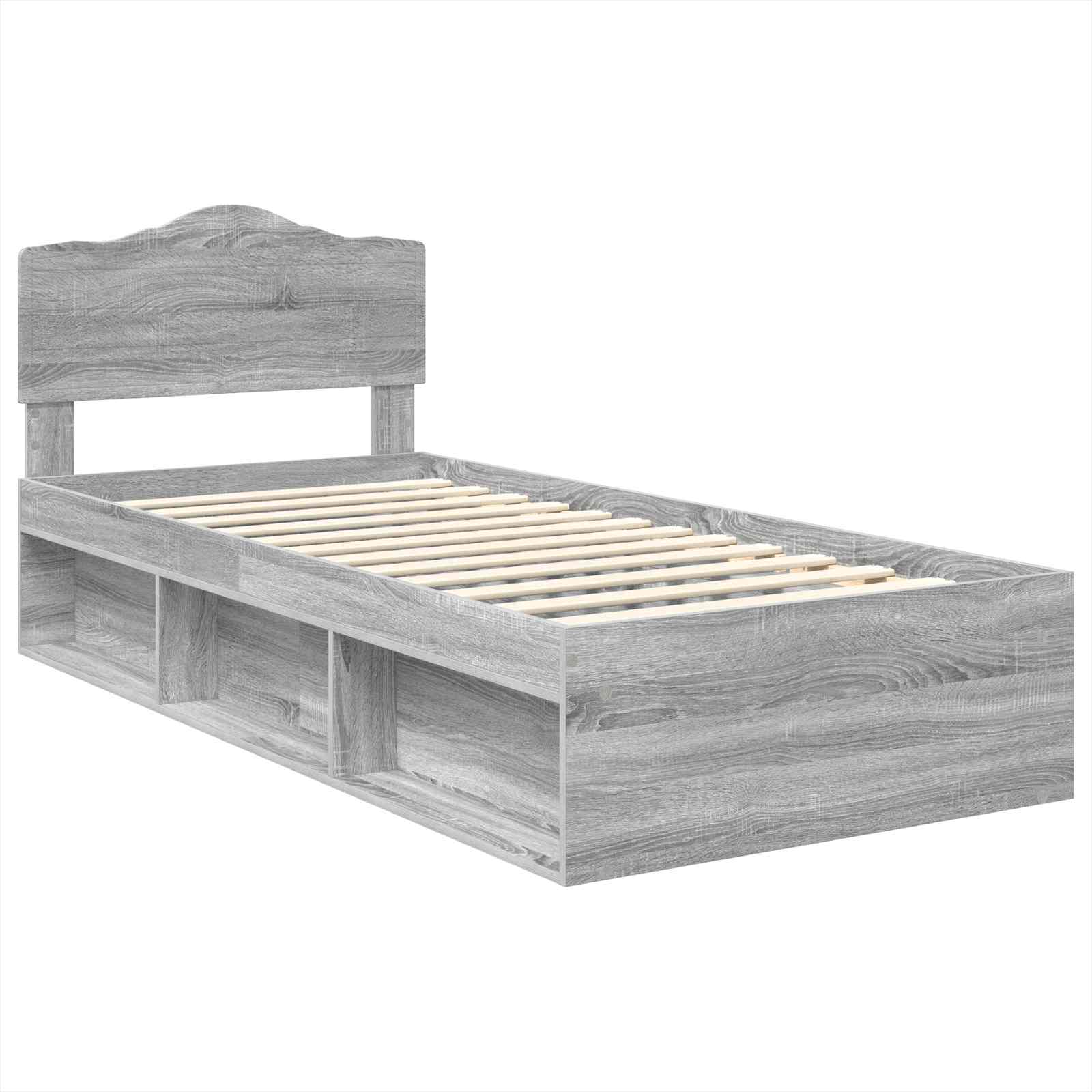 Cadre de lit Gris 90 x 200 cm Bois de pin massif - 4