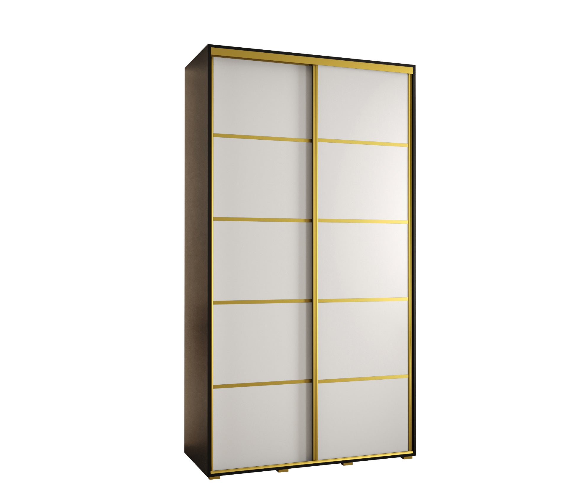 Szafa przesuwna wysoka Davos 4 140 x 60 x 235,2 cm czarny + biały + u. złoty - Abiks Meble