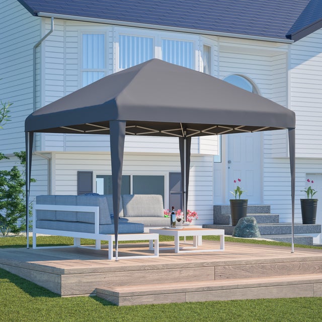 Pérgola de Jardín Plegable 313x313 cm, con 4 Bolsas de Lastre y Bolsa de Transporte, Altura Ajustable, Poliéster 210D, Gris