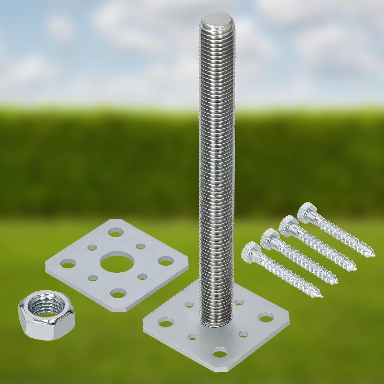 Support de Poteau à Visser 80x80x250 mm en Acier Galvanisée - Pied de Poteau - KOTARBAU - 5