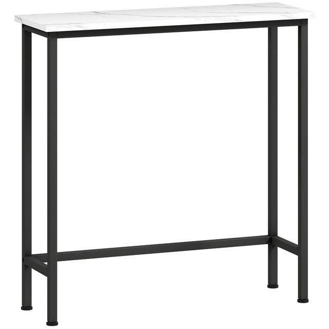 Mesa Consola HOMCOM Melamina de Madeira e Metal Branco e Preto 75x24x76 cm 837-619V00BK