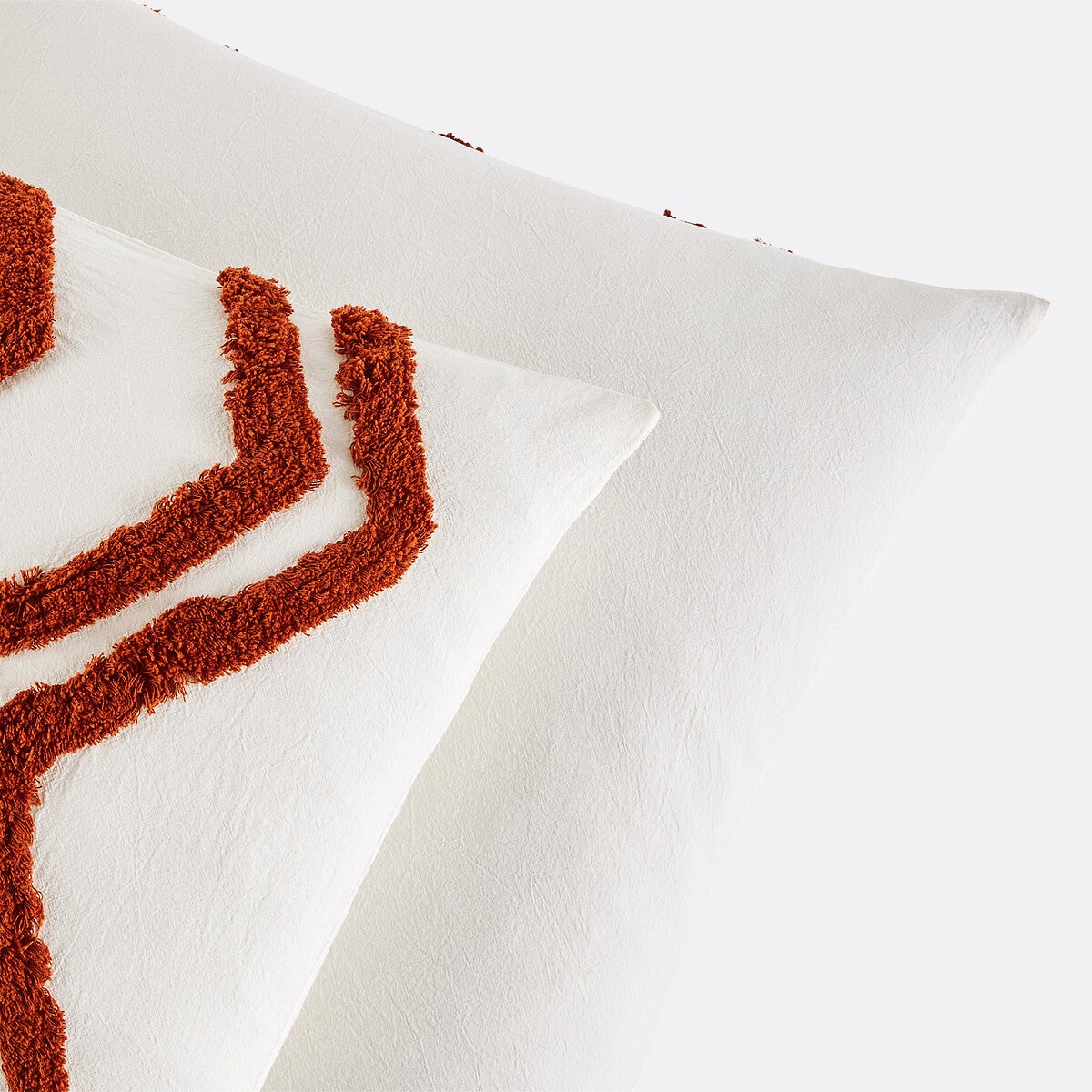 Taie d'oreiller coton, Madiba - Blanc cassé + marron - 63 x 63 cm - 4