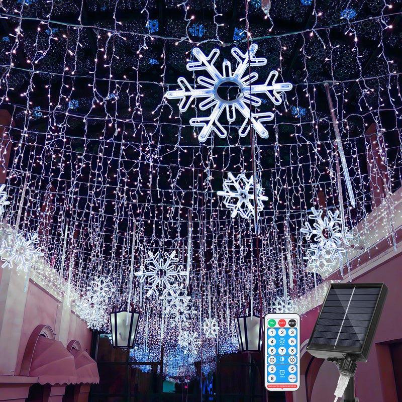 Lot De 2 Guirlande Lumineuse Solaire D'extérieur 20 M 100 LED 8 Modes