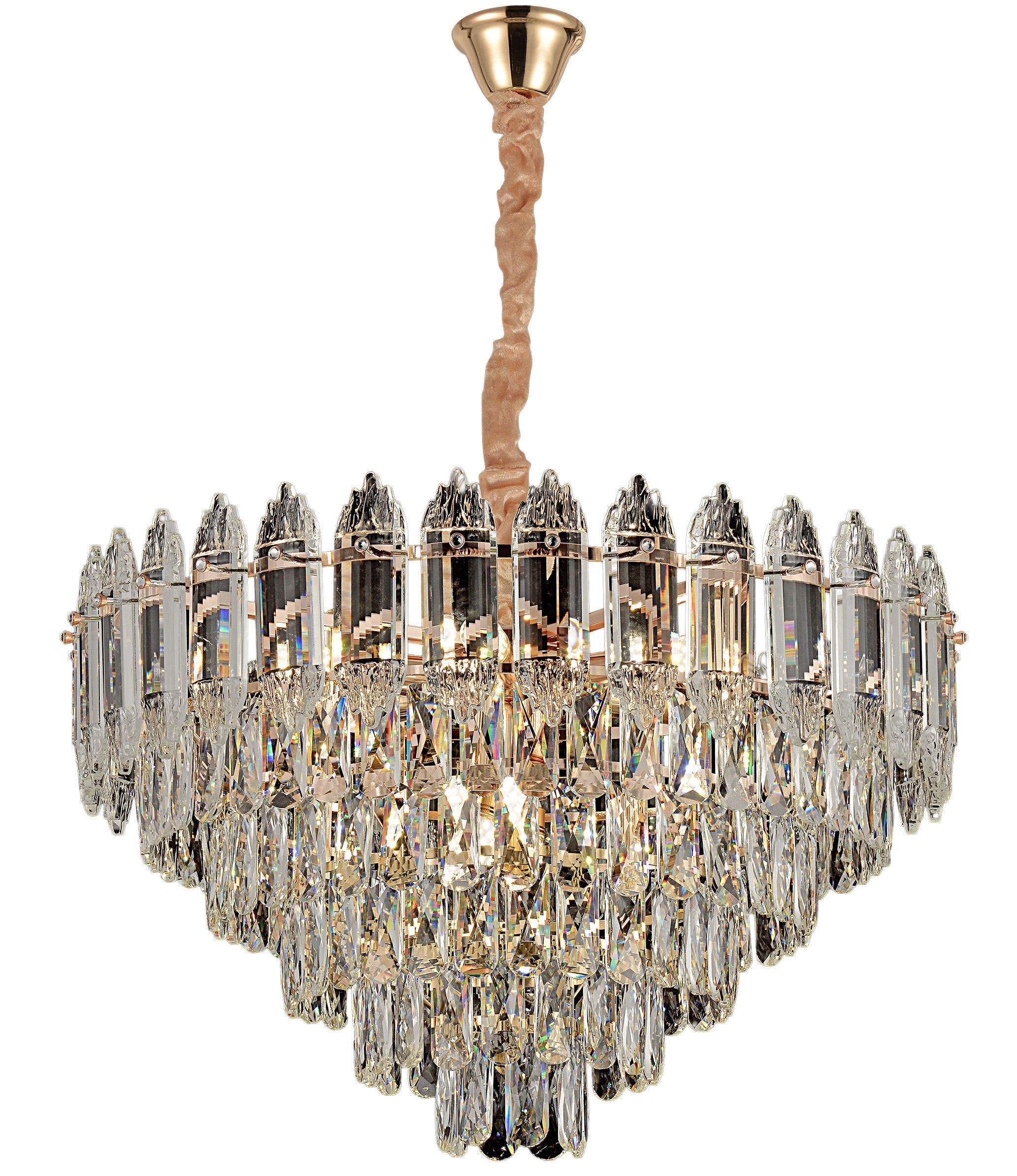 Lampa Sufitowa Wisząca Kryształowa Toolight G057-Cp 50Cm Złoty 50Cm
